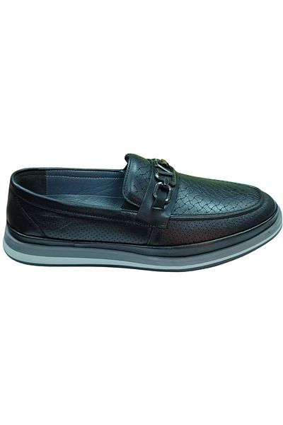 Serhan Ayakkabı Serhan Shoes 2009 Men's Black (40-44) Leather Buckle Loafer Shoes