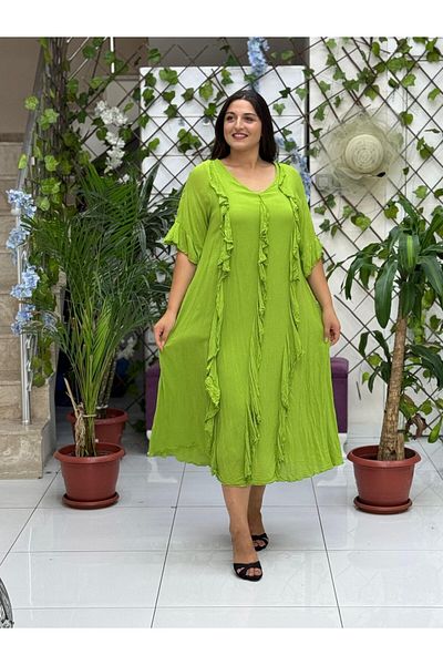 Punta Otantik VL3041 Ruffled Voile Dress Pistachio