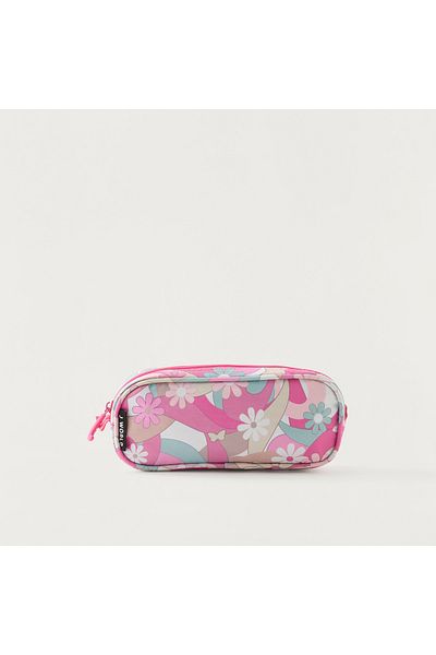 J World All-Over Floral Print Pencil Pouch with Zip Closure