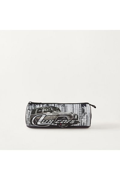 Unique -1 Car Print Pencil Pouch with Zip Closure