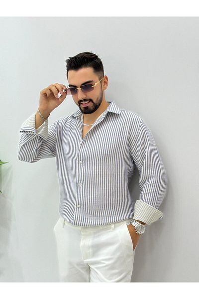 JACK CAPRİO Cămașă din bumbac, din in, respirabilă, fără transpirație, SEZON NOU BĂRBAȚI