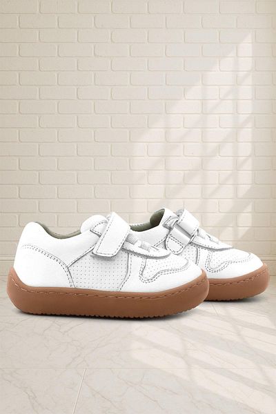 Rakerplus Bob Genuine Leather White Barefoot Velcro Elastic Baby Sneaker Shoes