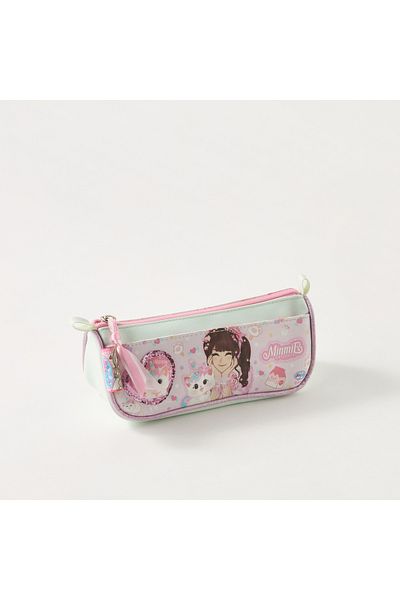 minmie Printed Pencil Case with Zip Closure