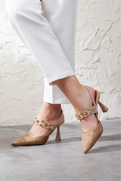 Ventes Women's Straw Detailed Heeled Women's Shoes