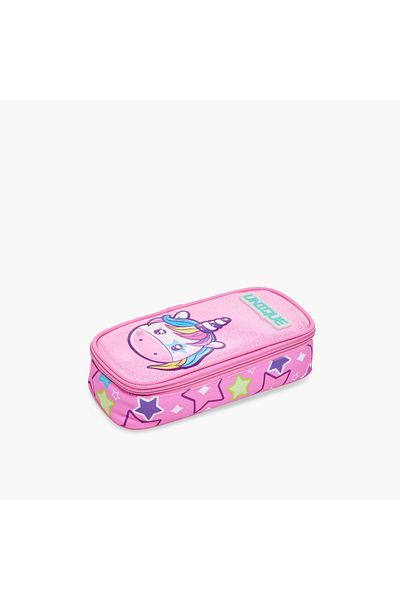 Unique -O Unicorn Print Pencil Case with Zip Closure