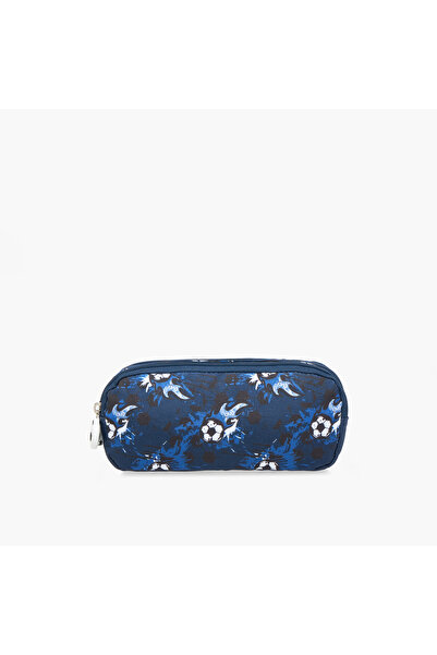 Lifestyle Football Print Pencil Pouch with Zip Closure