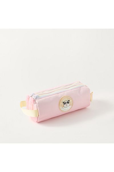 Mayfair Patch Detail 2-Compartment Pencil Case with Zip Closure