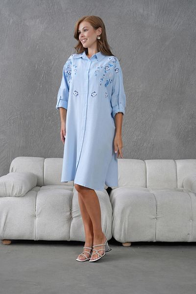 BURRASCA Oversize Linen Tunic with Embroidery