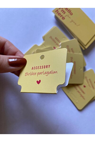 Maek Tasarım Sarı - Fuşya Kolye - Takı Kart - Aksesuar Kart 8x5cm 25 adet