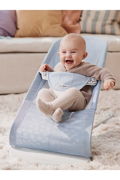 BabyBjörn BabyBjorn Balance Soft Mesh Baby Rocker, Sky Blue/White