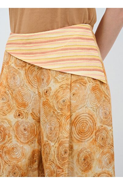 adL Desenli Keten Pantolon