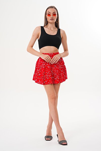 ŞİMAL Women's Patterned Skirt with Shorts 250540 -