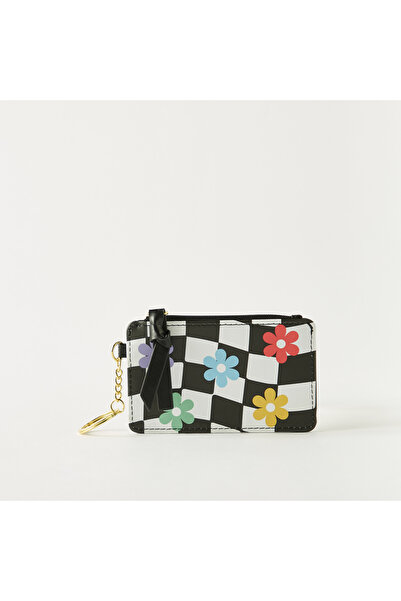 Lifestyle Checked Cardholder with Zip Closure and Keyring