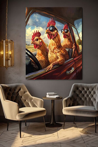 3-PIECE CHICKEN CANVAS PAINTING HOME WALL LIVING ROOM OFFICE GIFT DECORATION ORNAMENT