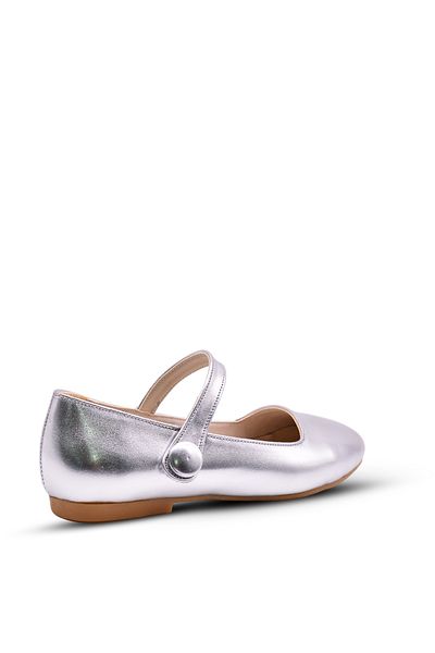 kids A more Florence Girl's Blunt Toe Silver Color Ballerina Shoes
