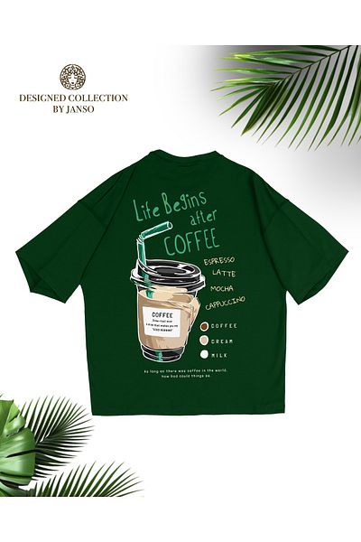 JANSO GROUP -Women's Cotton Printed Cofee Short Sleeve Tshirt Oversize Large Size