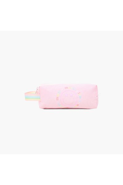 Marshmallow Smiley Print Pencil Pouch with Zip Closure