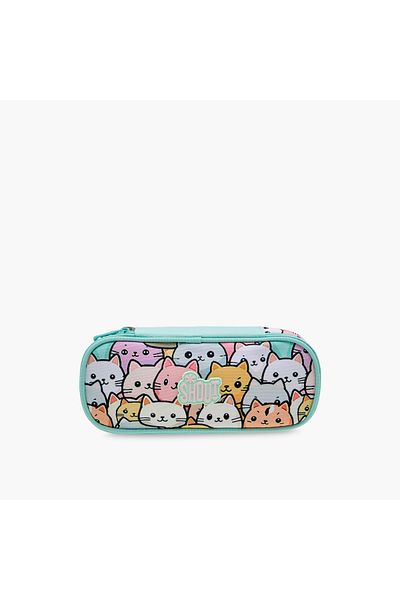 Shout Cat Print Pencil Case with Zip Closure