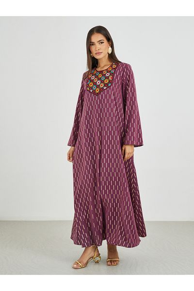 Styli Embellished Foil Print A-Line Jalabiya