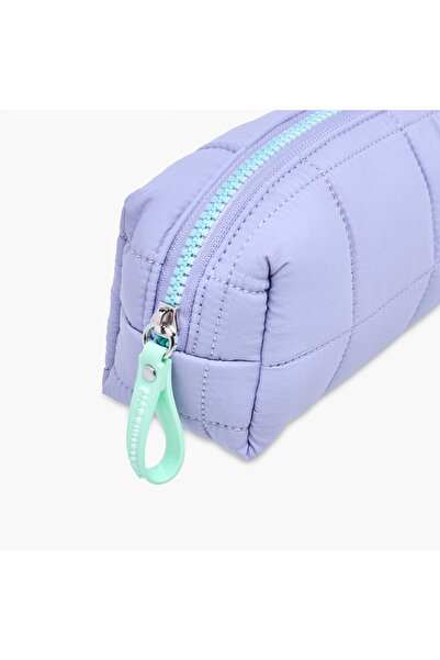 Marshmallow Quilted Pencil Pouch with Zip Closure