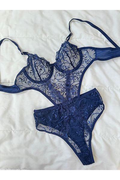 Feruzdesign Peony Navy Blue Bodysuit