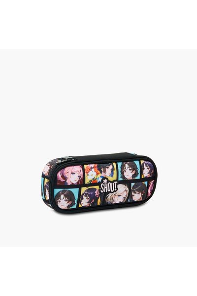 Shout Anime Print Pencil Case with Zip Closure