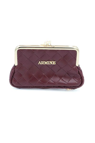 Armine Burgundy Quilted Knitted Pattern Clip-On Vintage Wallet C29