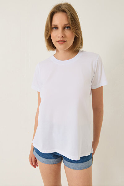 Bianco Lucci Γυναικείο μπλουζάκι 100% οργανικό βαμβάκι Comfort Fit μακριά πλάτη Basic 60602049