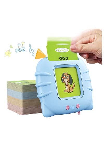 Danex Montessori Toy, Learn Things with Card Reader, 112 Cards with 224 Words, Blue