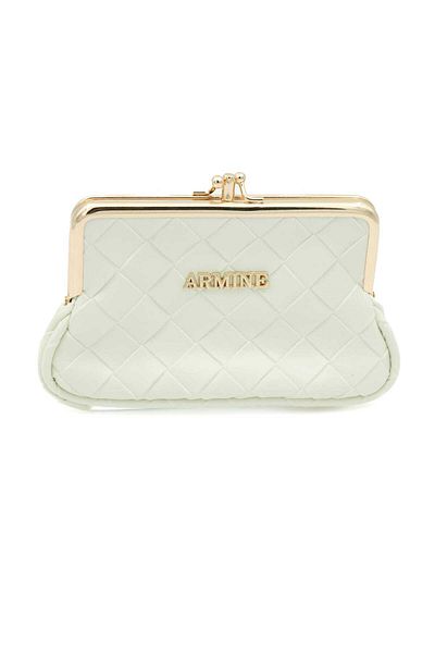 Armine White Quilted Knitted Pattern Clip-On Vintage Wallet C29