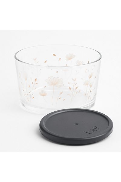 Bittox Patterned Glass Snack Bowl Themed Storage Container - Leakproof Stylish Design