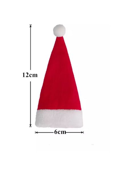 OEM Set of 10 Mini Christmas Hats, for cutlery, white with red, 12 cm