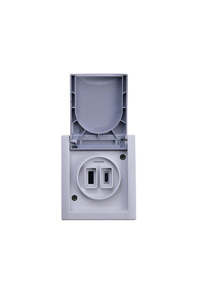 PANASONIC USB Socket Type A+C 5V-2.1A IP54 Pacific Gray