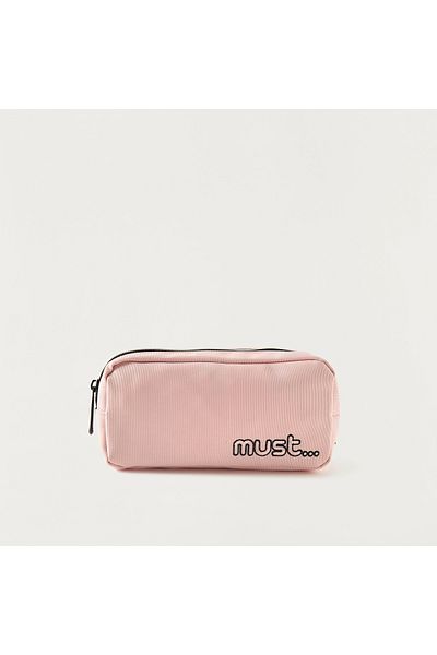 MUST Solid Pencil Pouch with Zip Closure