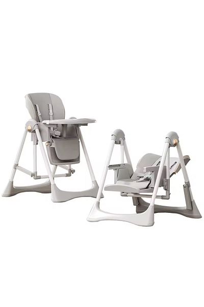 Little Mom Scaun de masa pentru copii Little Mom Grey multifunctional 3 in 1, design ergonomic, pliabil, struct