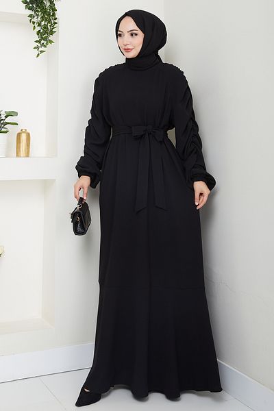 InStyle Crepe Elastic Black Dress