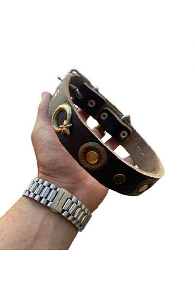 Sürmeli Tasma Small Medium Breed Genuine Leather Dog Collar 3 cm Width