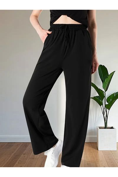 NURVES Women's Black Comfortable Fit Straight Leg Track Pants