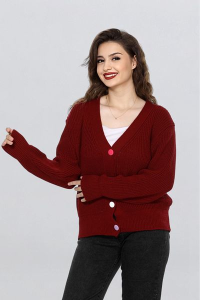 EZGİ KILINÇ Women's Colorful Button Detailed Knitted Cardigan