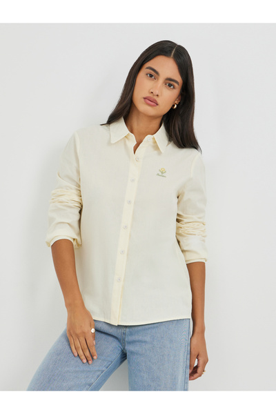 Styli قميص سادة بأكمام طويلة وياقة واسعة