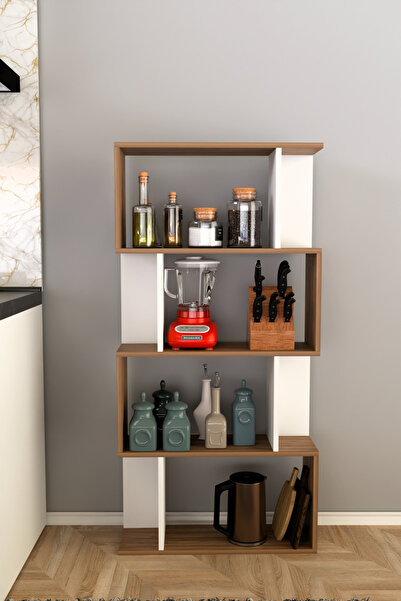 Remaks SCALA 4 RAFLI Mutfak Dolabı Mutfak Rafı Çok Amaçlı Dolap -MEŞE-BEYAZ