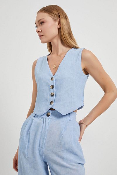 Arma Life Armalife 4516 Linen Look Women's Vest and Pants Set
