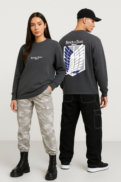 By Caspita Fashion سويت شيرت Lenithra Attack on Titan مطبوع من الخلف للجنسين ...