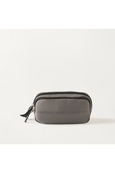 United Colors of Benetton UCB Solid 2-Compartment Pencil Pouch with Zip Closure