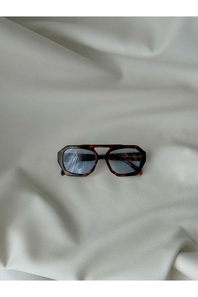 La sauvagine Geometric Leopard Pattern Blue Glass Women's Sunglasses