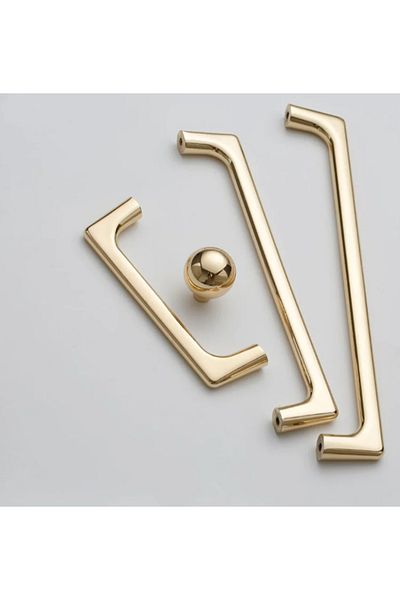 LUXXO Maner pentru mobilier Linea, auriu lucios, lungime 160mm (16cm), din aluminiu
