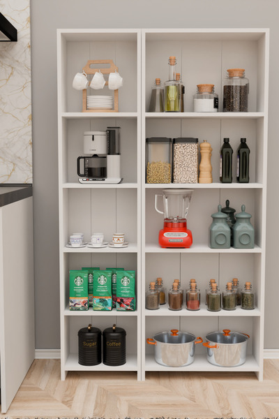 Remaks 10 RAFLI Mutfak Dolabı Mutfak Rafı Çok Amaçlı Dolap ve Saklama dolabı-BEYAZ