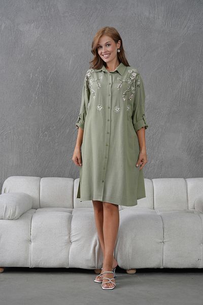 BURRASCA Oversize Linen Tunic with Embroidery