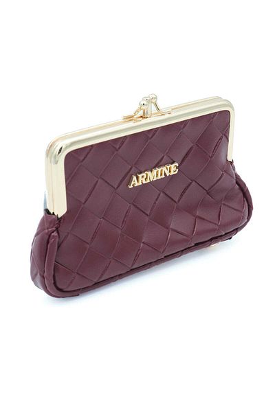 Armine Burgundy Quilted Knitted Pattern Clip-On Vintage Wallet C29