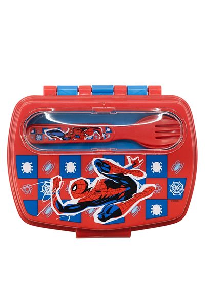 SPIDERMAN Sandwich box with spoon and fork, plastic, BPA-free, multicolor, Arachnid,